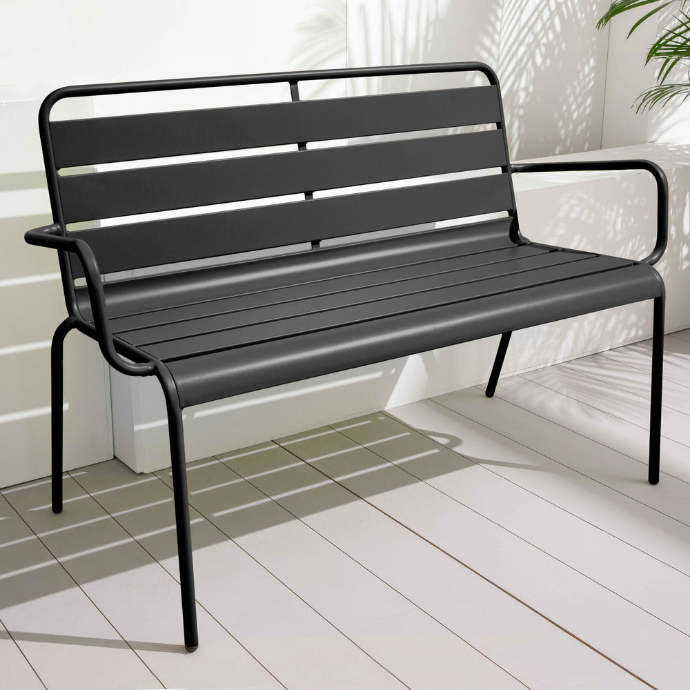 Banc De Jardin En Métal Anthracite
