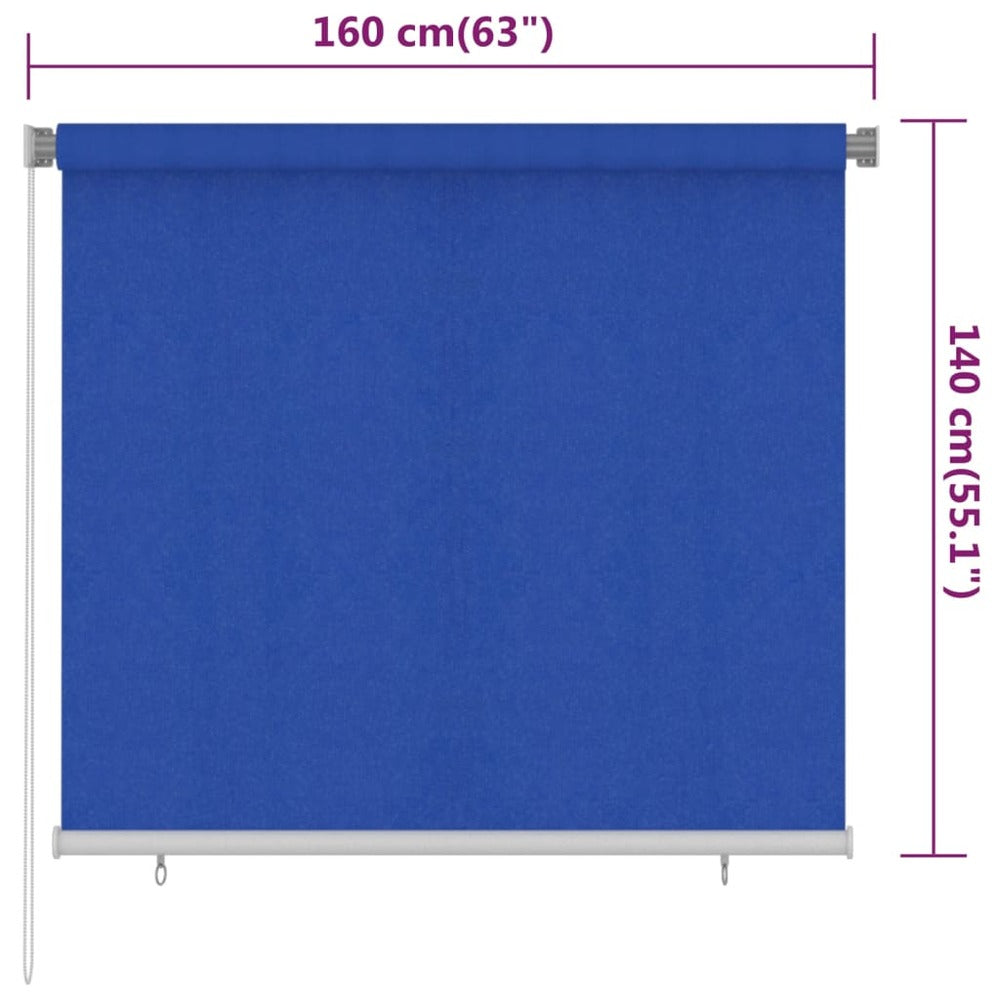 VIDAXL Store Roulant D'extérieur 160x140 Cm Bleu Pehd