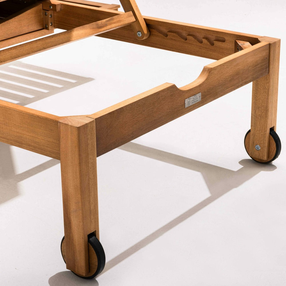 Bain De Soleil Avec Coussin Et Tablette En Bois Taupe