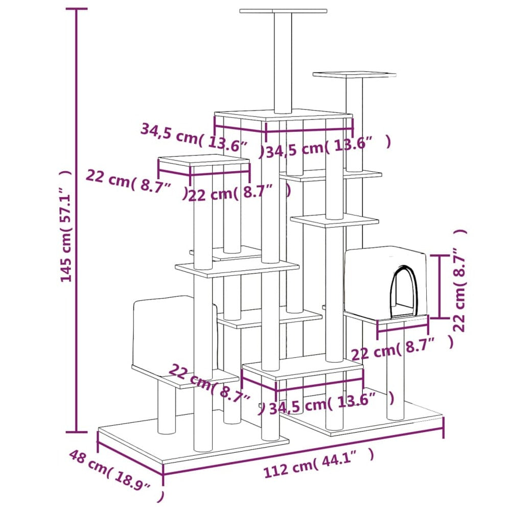 VIDAXL Arbre à Chat Avec Griffoirs En Sisal Crème 145 Cm