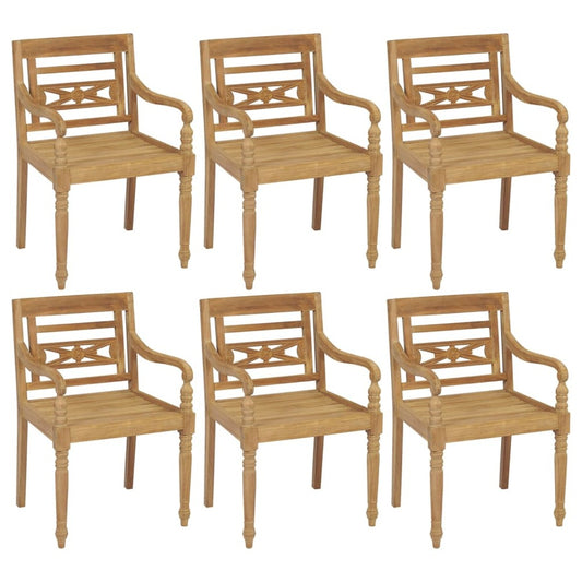 VIDAXL Chaises Batavia Avec Coussins 6 Pcs Bois De Teck Solide