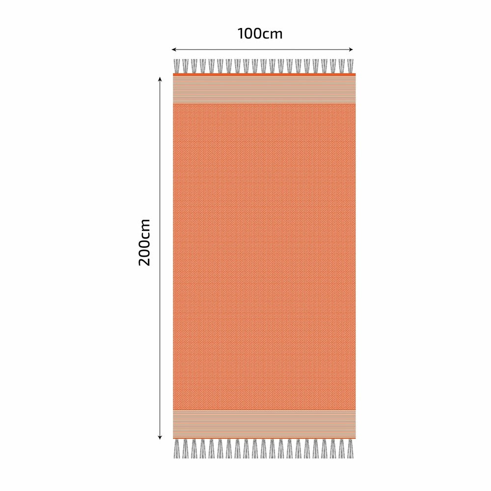 Fouta En Coton Tissage Nid D'abeille Ziwane 100x200cm Orange