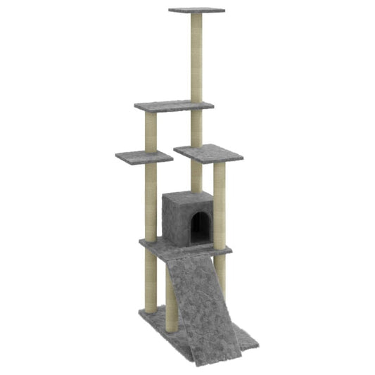 VIDAXL Arbre à Chat Avec Griffoirs En Sisal Gris Clair 155 Cm