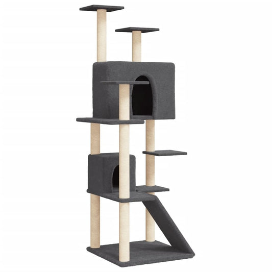 VIDAXL Arbre à Chat Avec Griffoirs En Sisal Gris Foncé 153 Cm