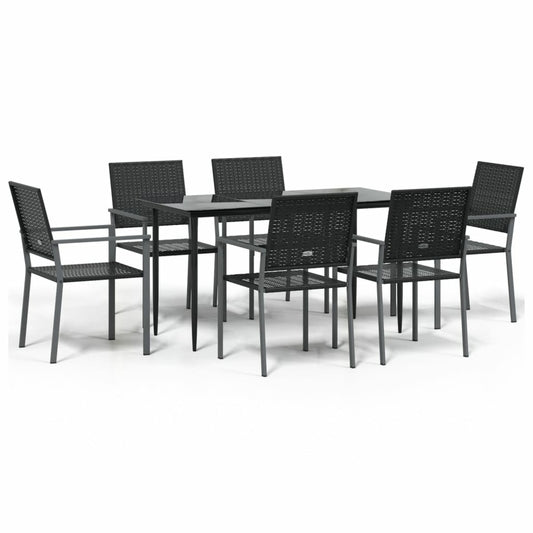 VIDAXL Ensemble à Manger De Jardin 7 Pcs Résine Tressée Acier