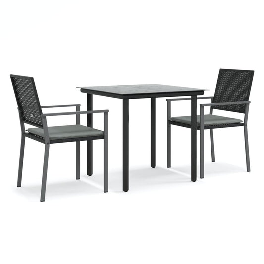 VIDAXL Ensemble à Manger De Jardin 3 Pcs Coussins Résine Tressée Acier