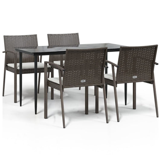 VIDAXL Ensemble à Manger De Jardin 5 Pcs Coussins Résine Tressée Acier