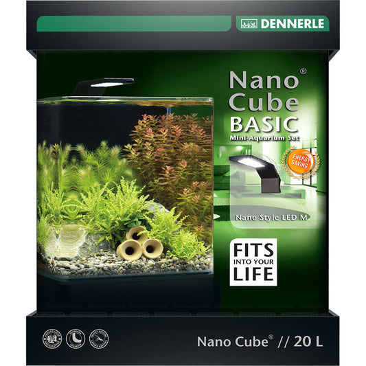 DENNERLE Aquarium Nano Cube Basic, Transparent : L.25xP.25xH.30 Cm- 20 Litres
