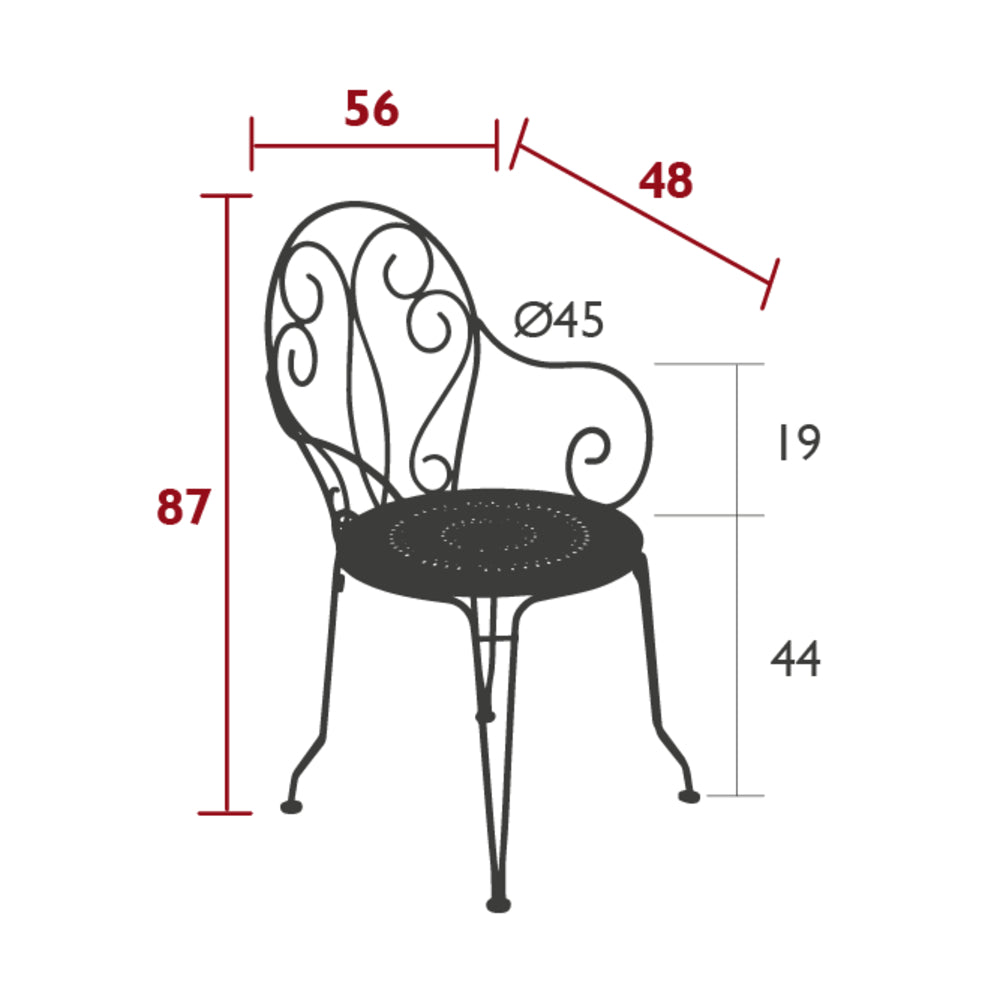 Fauteuil Pour Jardin MONTMARTRE En Acier Vert - 56x48x87 Cm