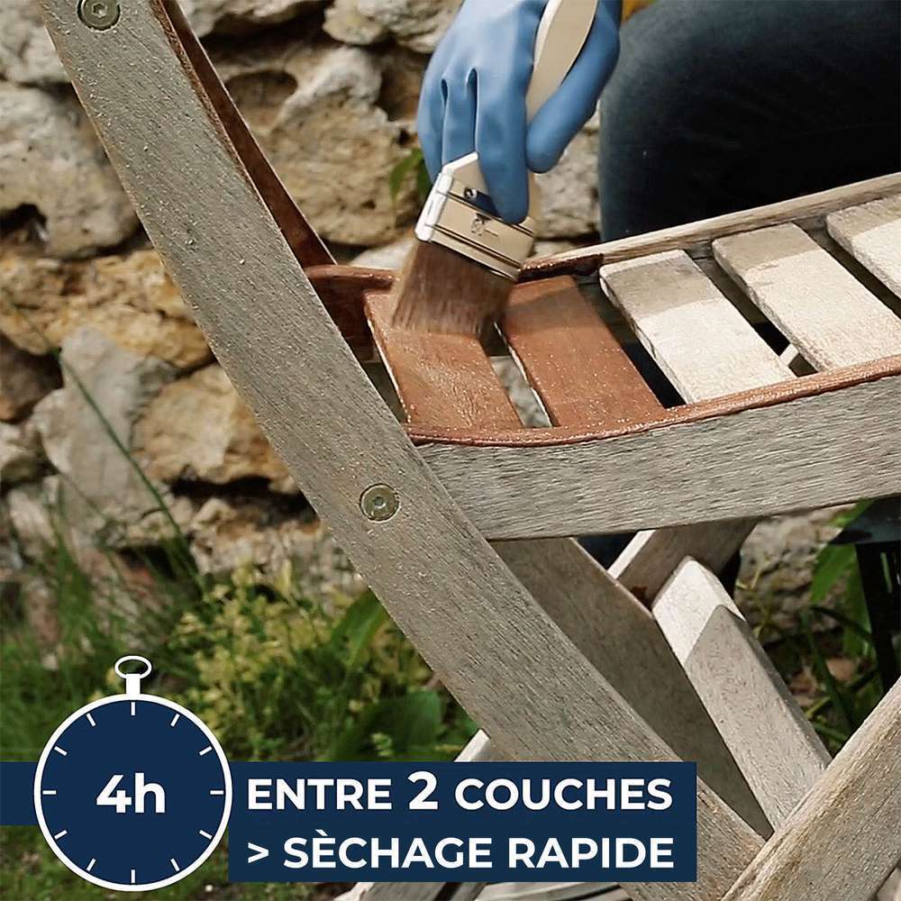 Huile Rénovatrice Teinte Teck Pour Mobilier En Bois Grisé 750 Ml