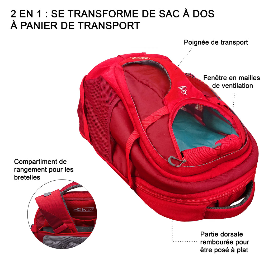 Kurgo Sac à Dos De Transport G-Train K9 Rouge Pour Chien