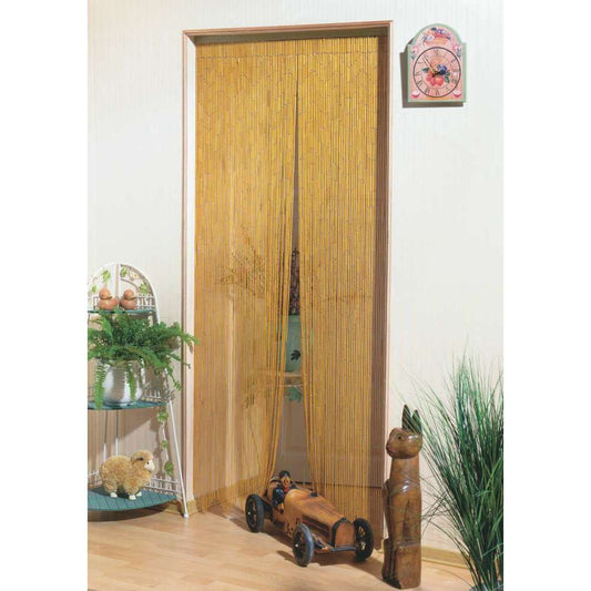 Rideau De Porte Avec Bâtonnets En Bois Vernis - 90x200 Cm