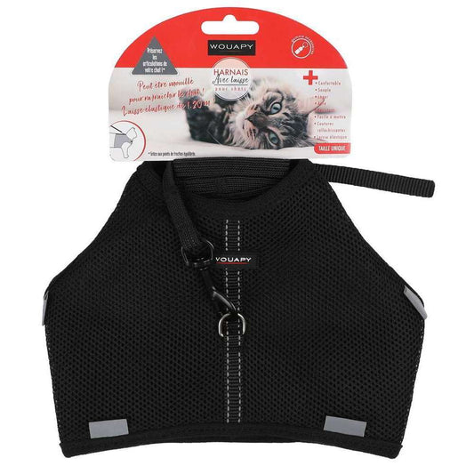 Harnais Noir Soft Avec Laisse 10x120mm Pour Chat