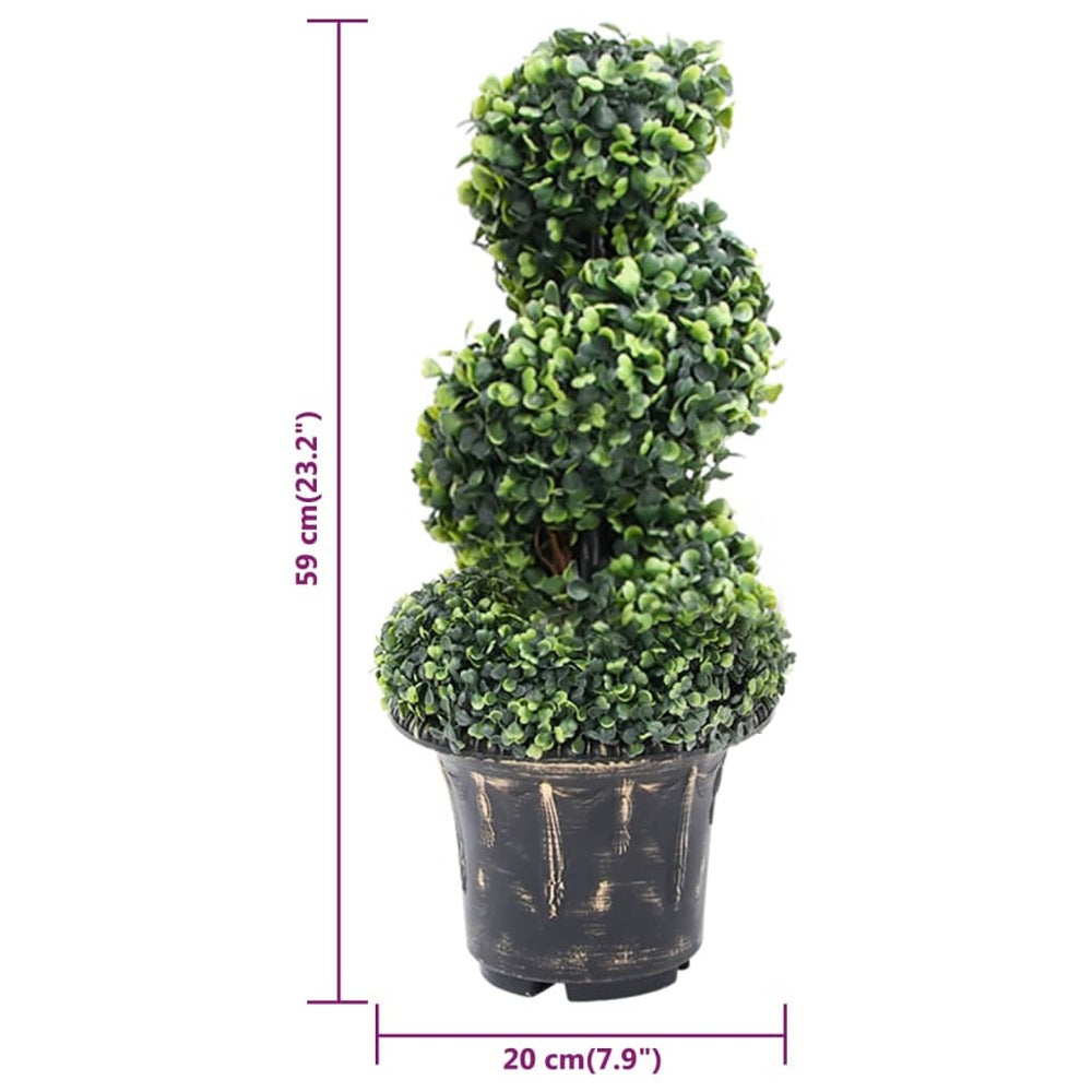 VIDAXL Plante De Buis Artificiel En Spirale Avec Pot Vert 59 Cm
