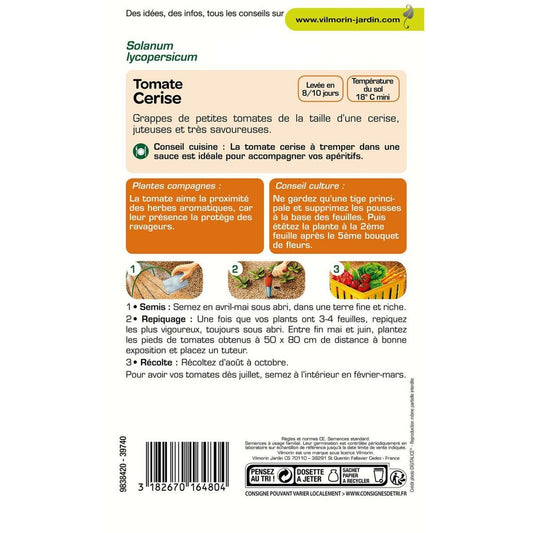  Sachet De Graines Tomate Cerise Vilmorin 0,2gr