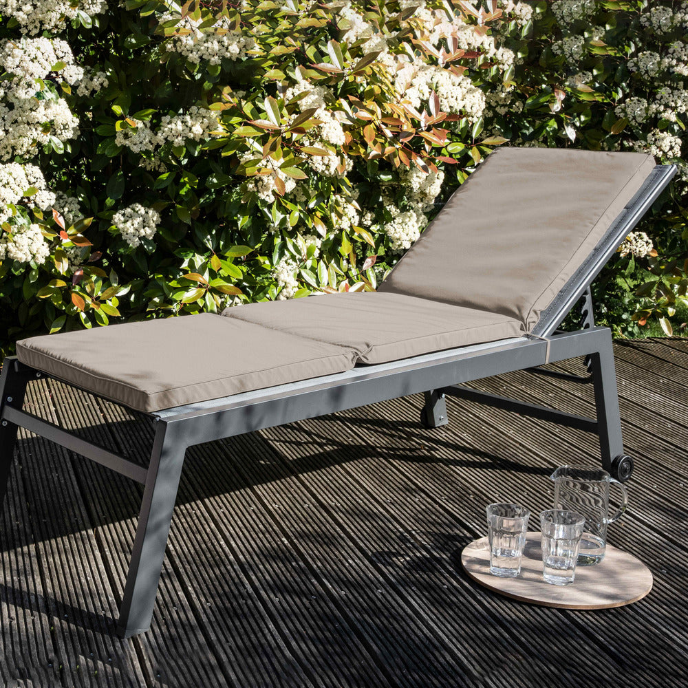  Lot De 2 Coussins Bain De Soleil Polyester Taupe 186x53x5 Cm