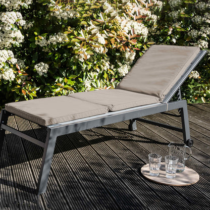  Lot De 2 Coussins Bain De Soleil Polyester Taupe 186x53x5 Cm
