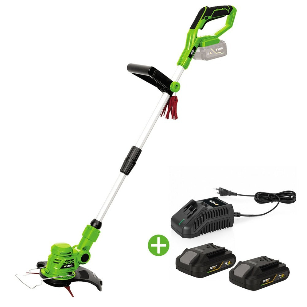  Coupe Bordure Sans Fil 20v Vito Ego Li + 2 Batteries 2ah + Chargeur + 20 Lames