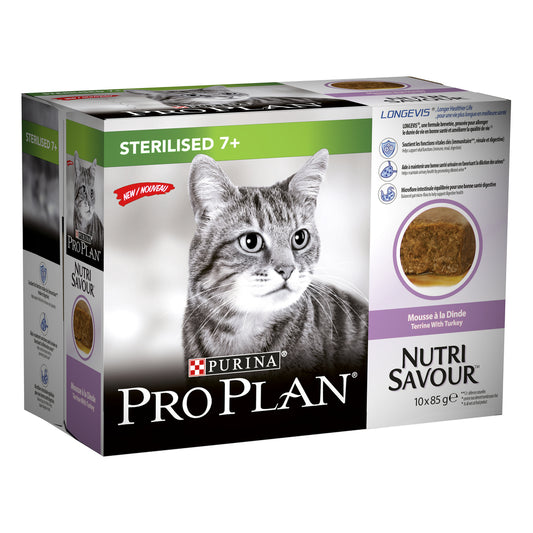  Sachets Nutrisavour Pour Chat Sénior Stérilisé à La Dinde - 10 X 85 G