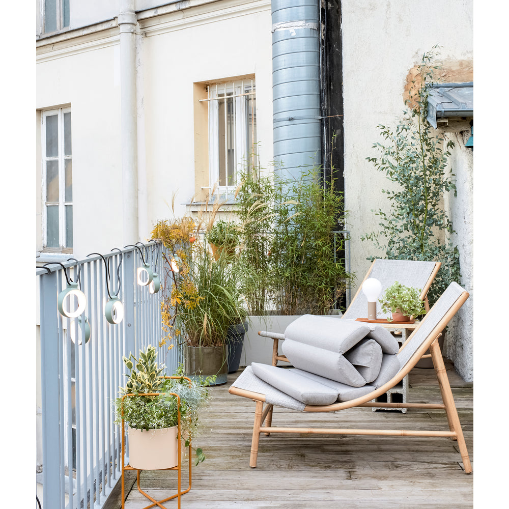  Chaise Lounge AGAPE En Aluminium Et Tissu Beige - 108,5x66,5x81,5 Cm