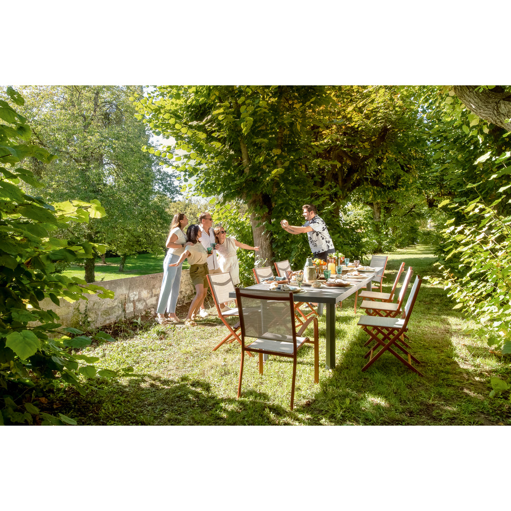  Fauteuil Empilable Ligne ARIES En Aluminium & Toile Coloris Terracotta