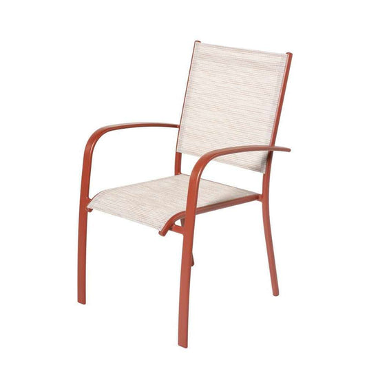  Fauteuil Empilable Ligne ARIES En Aluminium & Toile Coloris Terracotta