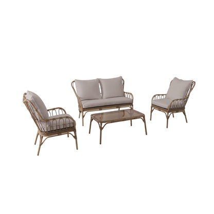  Salon De Jardin AGAPE En Aluminium - 1 Canapé, 1 Table Et 2 Fauteuils