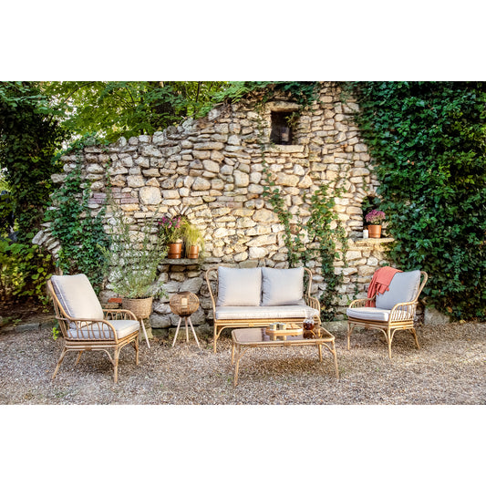  Salon De Jardin AGAPE En Aluminium - 1 Canapé, 1 Table Et 2 Fauteuils