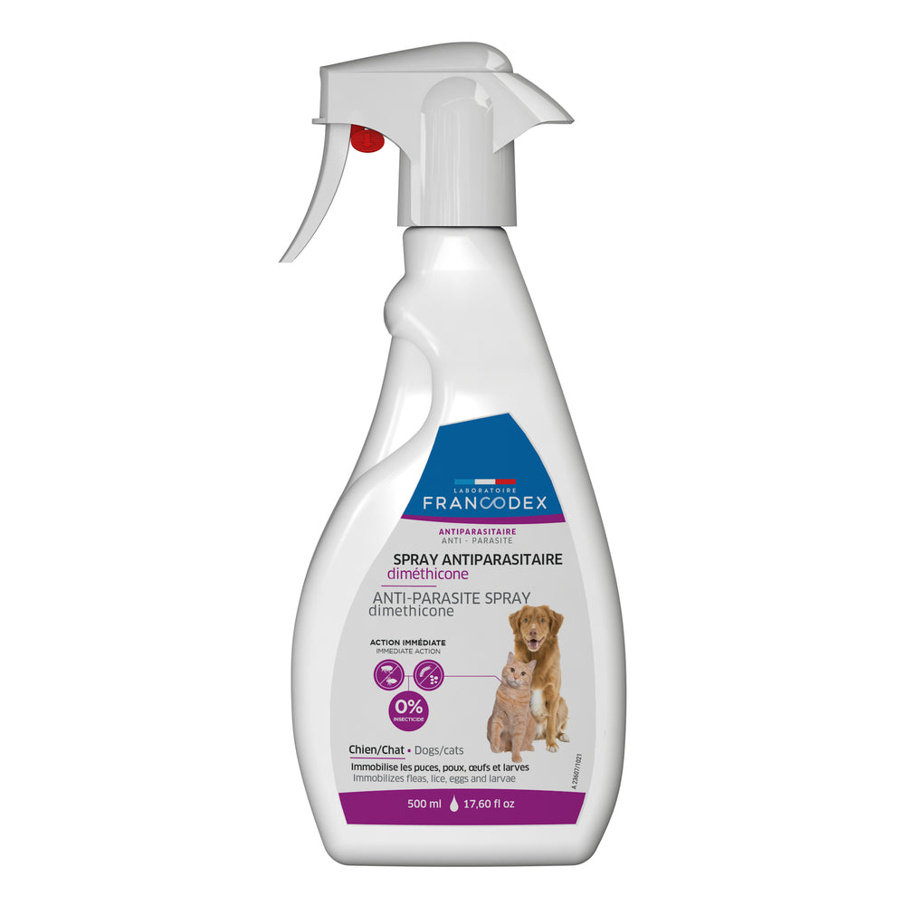  Spray Antiparasitaire Diméthicone 500 Ml, Pour Chats Et Chiens
