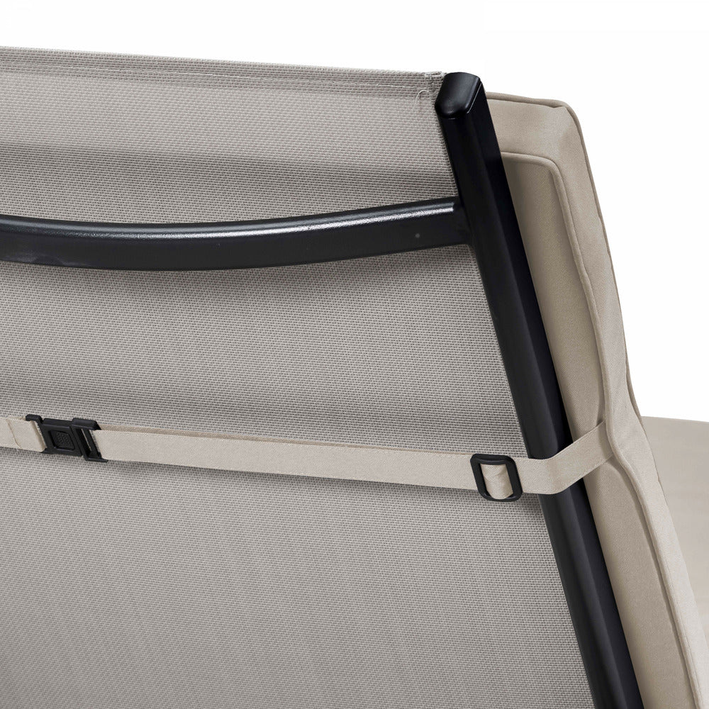  Lot De 2 Coussins Bain De Soleil Polyester Taupe 186x53x5 Cm