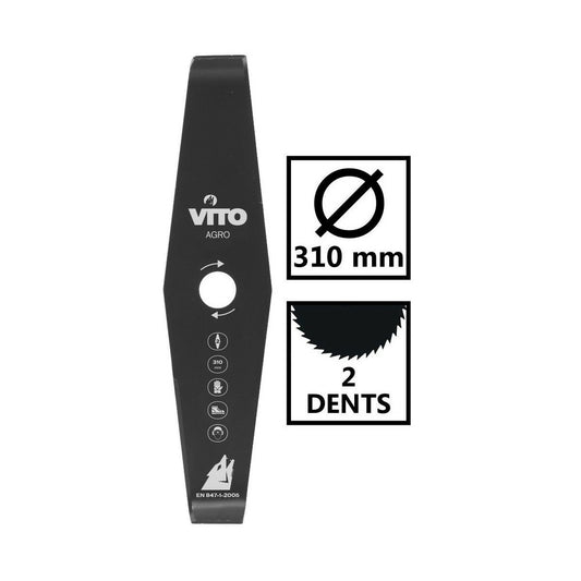  Lame De Coupe 310mm Vito Pour Débroussailleuse 2 Dents Alesage 25.4 Standard