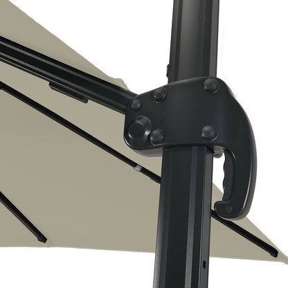  Parasol Déporté Led 3x4m Rectangle En Aluminium - Rotatif 360° - Taupe- Rome