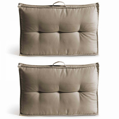  Lot 2 Coussins Palette Dossier Polyester Taupe 60x40x12 Cm