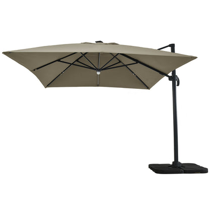 Parasol Déporté Led 3x4m Rectangle En Aluminium - Rotatif 360° - Taupe- Rome