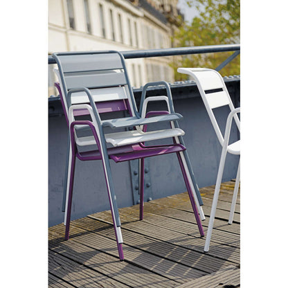 Fauteuil De Jardin Bridge MONCEAU Gris Orage En Acier - 64,5x52x85 Cm