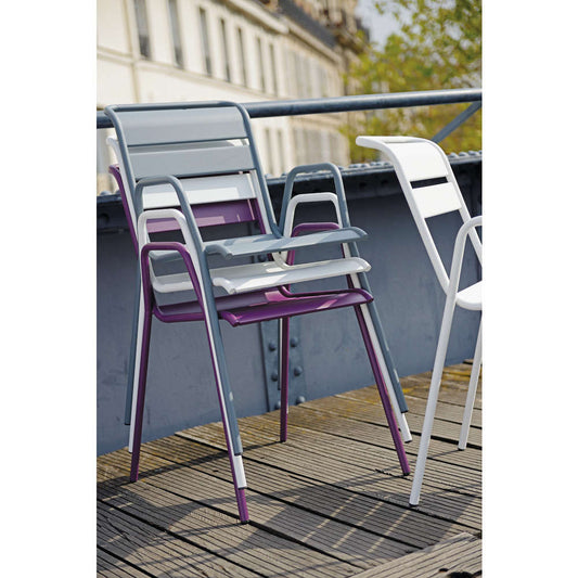  Fauteuil De Jardin Bridge MONCEAU Gris Orage En Acier - 64,5x52x85 Cm
