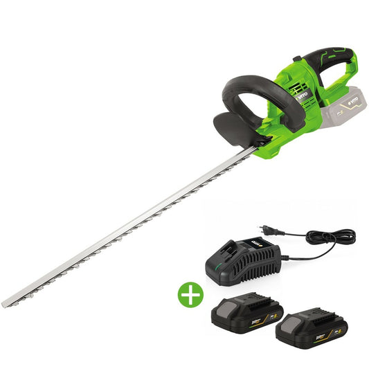  Taille Haies Sans Fil 20v Vito Lame 51cm + 2 Batteries 2ah + Chargeur Rapide