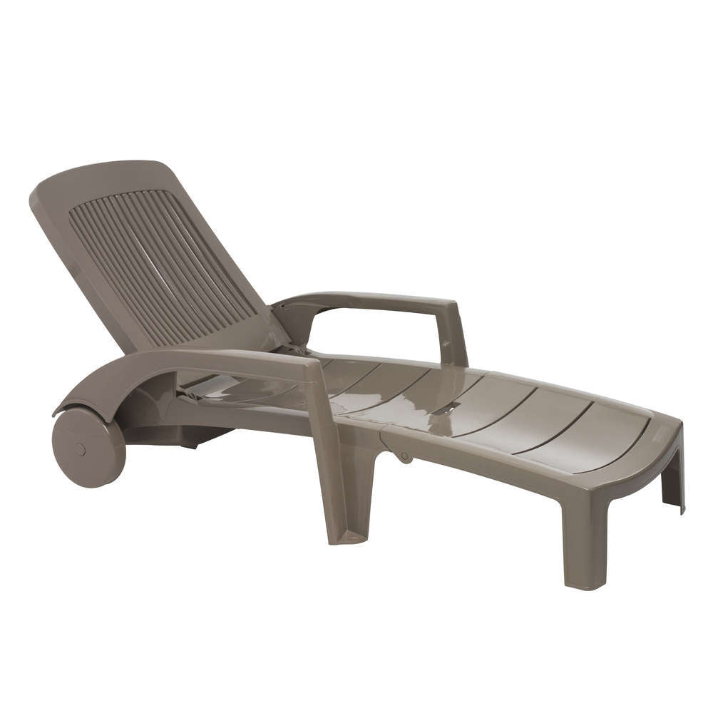 Grosfillex Bain De Soleil Fidji Evolution II En Polypropylène Taupe 187x73x28 Cm