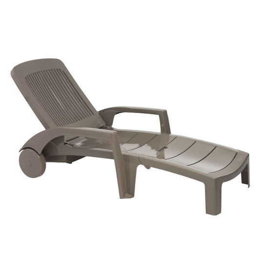Grosfillex Bain De Soleil Fidji Evolution II En Polypropylène Taupe 187x73x28 Cm
