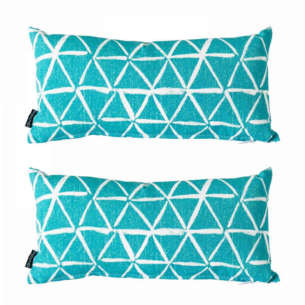  Lot De 2 Petits Coussins Polyester Vert 40 X 20 X 8 Cm