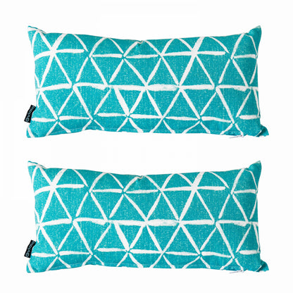  Lot De 2 Petits Coussins Polyester Vert 40 X 20 X 8 Cm