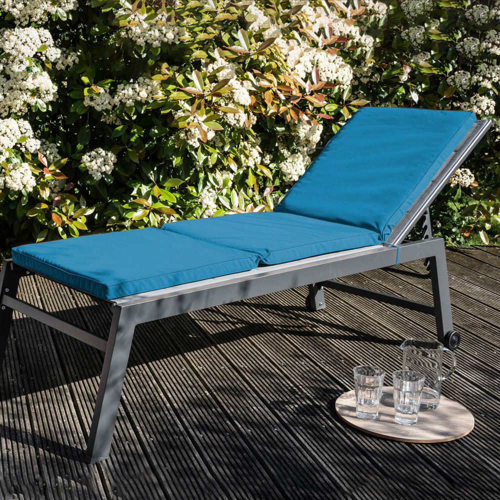  Lot 2 Coussins Bain De Soleil Polyester Bleu 186x53x5 Cm