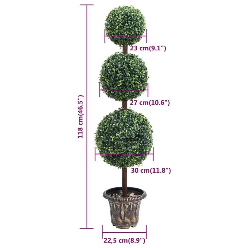 VIDAXL Plante De Buis Artificiel Avec Pot Forme De Boule Vert 118 Cm
