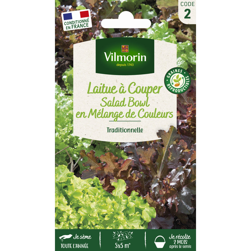  Graines De Laitue à Couper En Melange Bowl Verte Et Rouge En Sachet