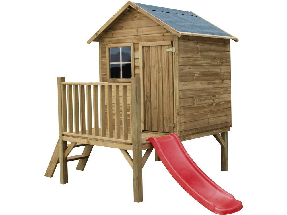  Maisonnette En Bois Avec Toboggan "tomek"