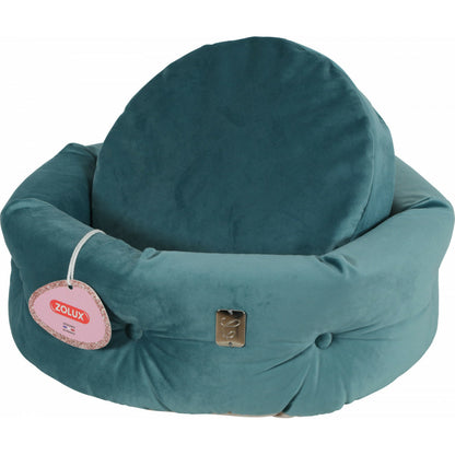 Zolux Corbeille Chesterfield Chambord Vert Paon. Ø 41 Cm. Pour Chats.