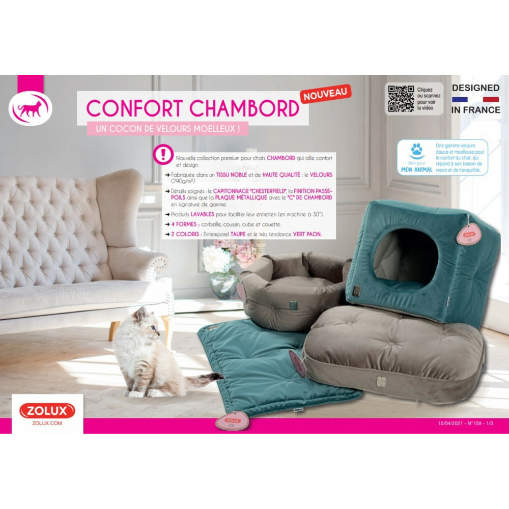 Zolux Cube Chesterfield Chambord Taupe. 35 Cm. Pour Chats.