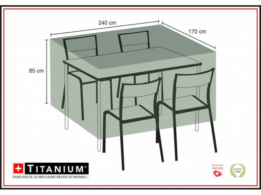  Housse De Protection Pour Table Rectangulaire + Chaises 240 X 170 X 85 Cm - Noir