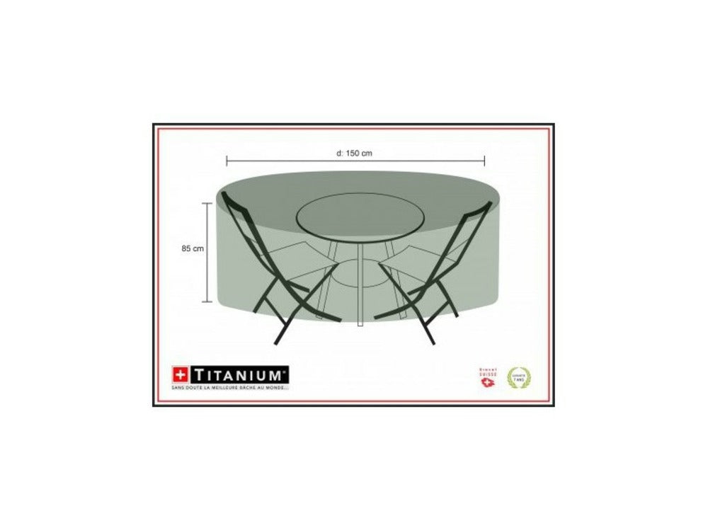  Housse De Protection Pour Table Ronde + Chaises 150 X 150 X 85 Cm - Noir