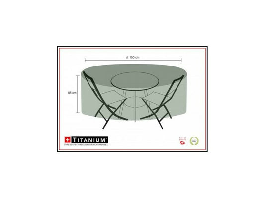 Housse De Protection Pour Table Ronde + Chaises 150 X 150 X 85 Cm - Noir